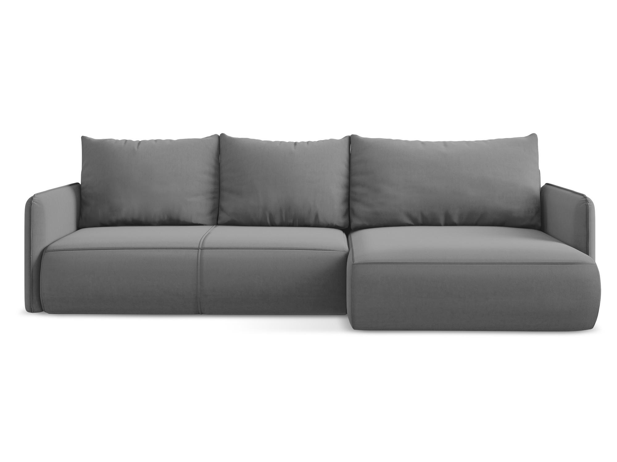 ECKSOFA mit Schlaffunktion Samt Stoff Grau - Schwarz/Grau, Kunststoff/Textil (240/148cm) - Makamii