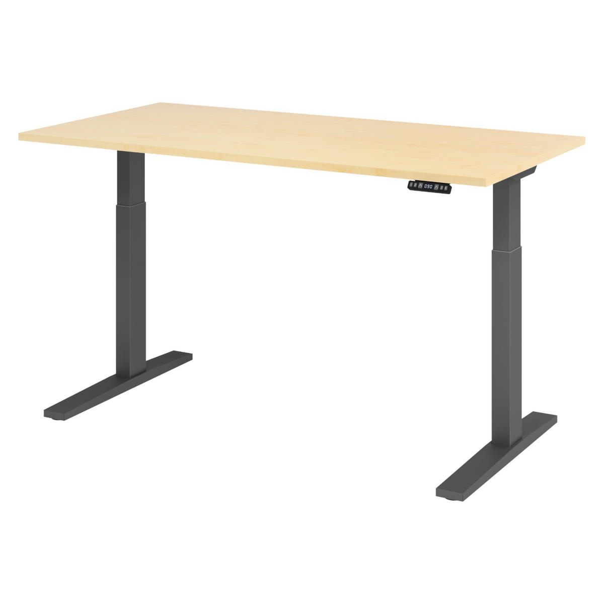 SCHREIBTISCH elektrisch XMKA 80/160/74 cm in Ahornfarben/Graphitfarben - Ahornfarben/Graphitfarben, Holzwerkstoff (80/160/74cm) - bümö
