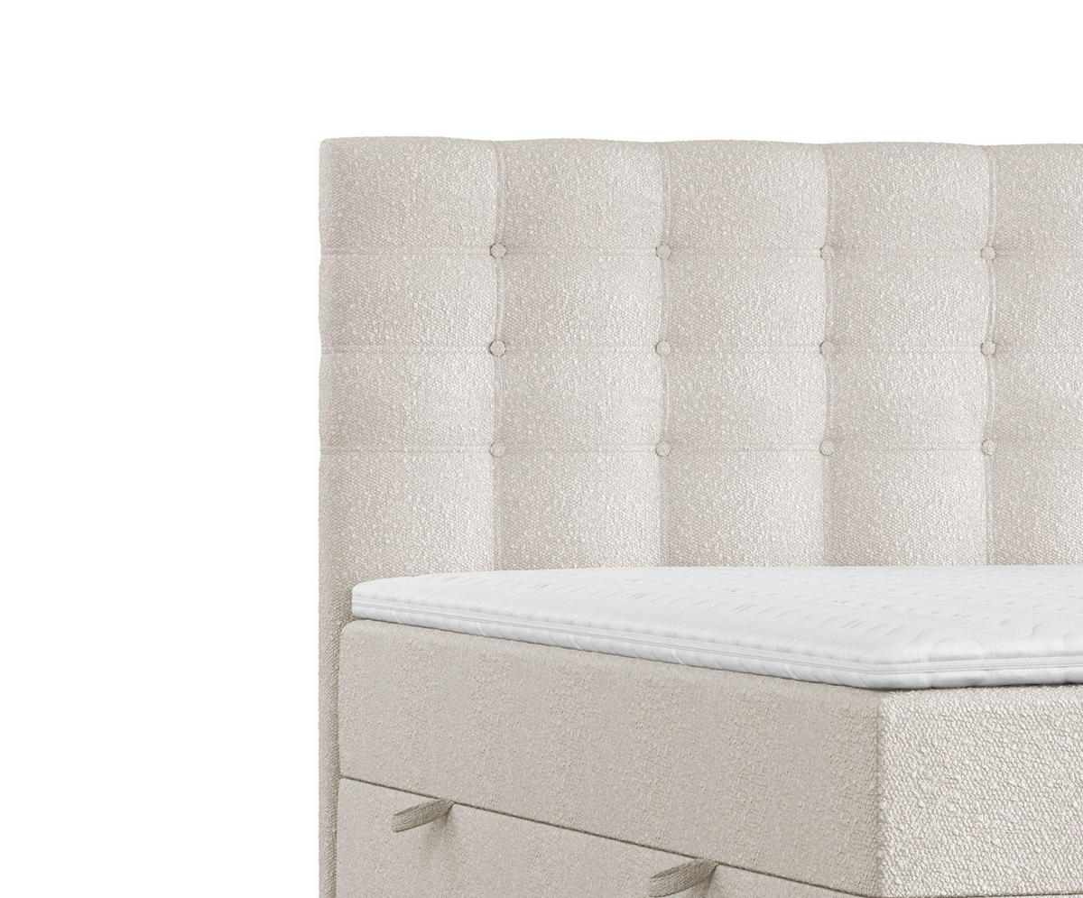 BOXBETT Sansa Beige 120/200 cm mit Taschenmatratze und Topper - Beige/Schwarz, Holz/Holzwerkstoff (120/200cm) - Maison de Reve