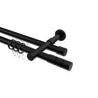 RUNDROHR-INNENLAUF-GARDINENSTANGEN-SET Prestige Elanto 520 cm (geteilt in 4 x 130 cm), 2-läufig, 20 mm Ø Schwarz - Schwarz, Metall (520cm) - INTERDECO