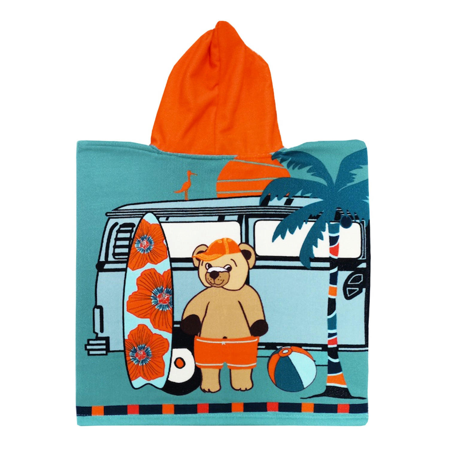 MIKROFASER PONCHO für Kinder Surfista 60x120 250 g/m² blau - Blau, Textil (Einheitsgrößenull) - LE COMPTOIR DE LA PLAGE