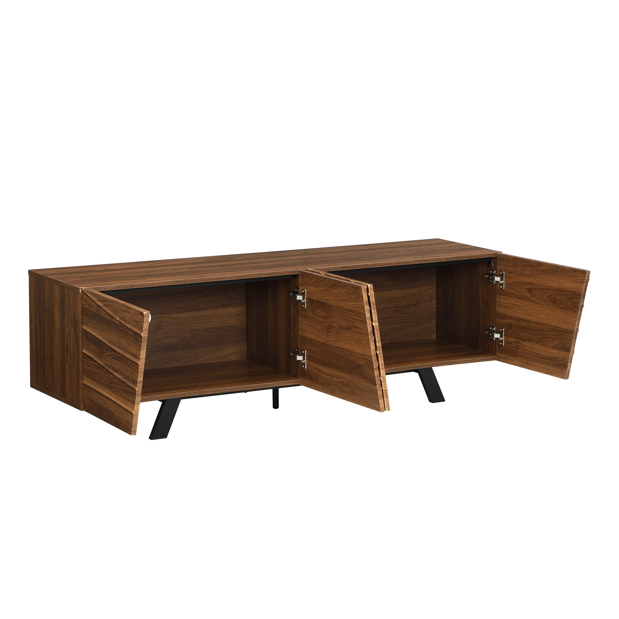 TV-ELEMENT 160/39/50.5 cm Walnuss mit schwarzen Eisenbeinen und Stauraum - Nussbaumfarben, Holz (160/50.5/39cm) - Oxeza