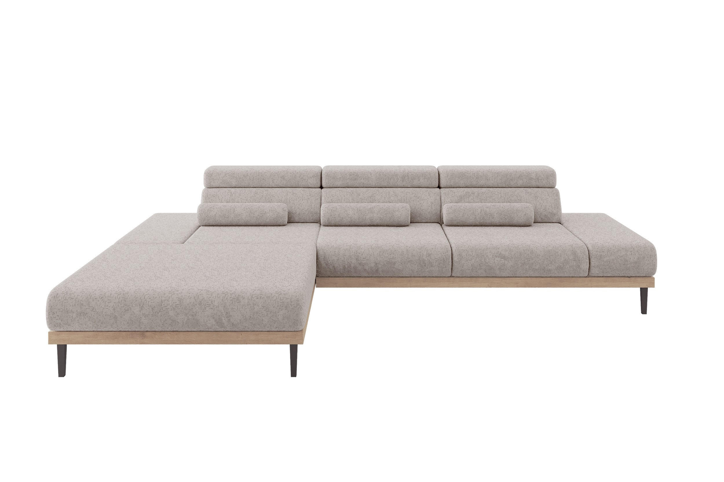 ELEKTRISCHES ECKSOFA Links MONA 316x205x85 Hellgrau Velours - Hellgrau, Holzwerkstoff/Textil (316/205cm) - ALTDECOR