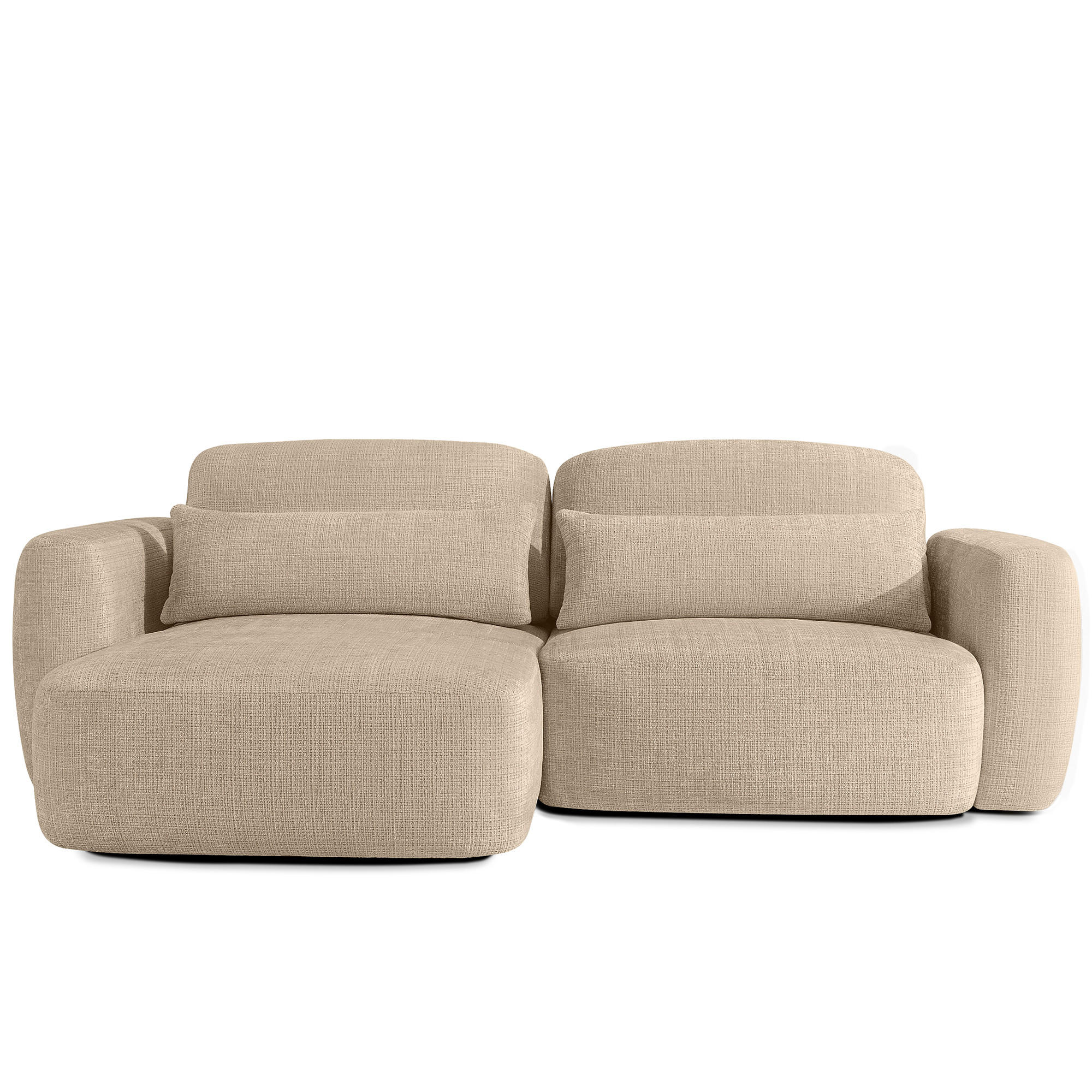 ECKSOFA links ELOSA - Beige, Holz/Textil (245/165cm) - KONSIMO®