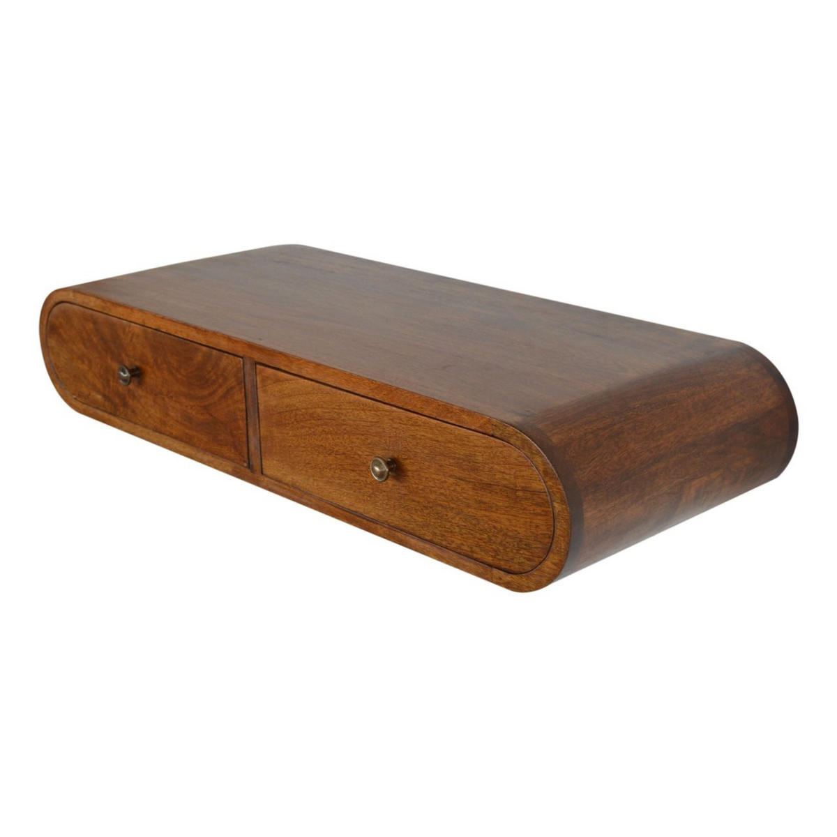WANDKONSOLE mit Kastanienholz-Finish - Messingfarben/Braun, Holz/Metall (80/15/32cm) - Artisan Furniture