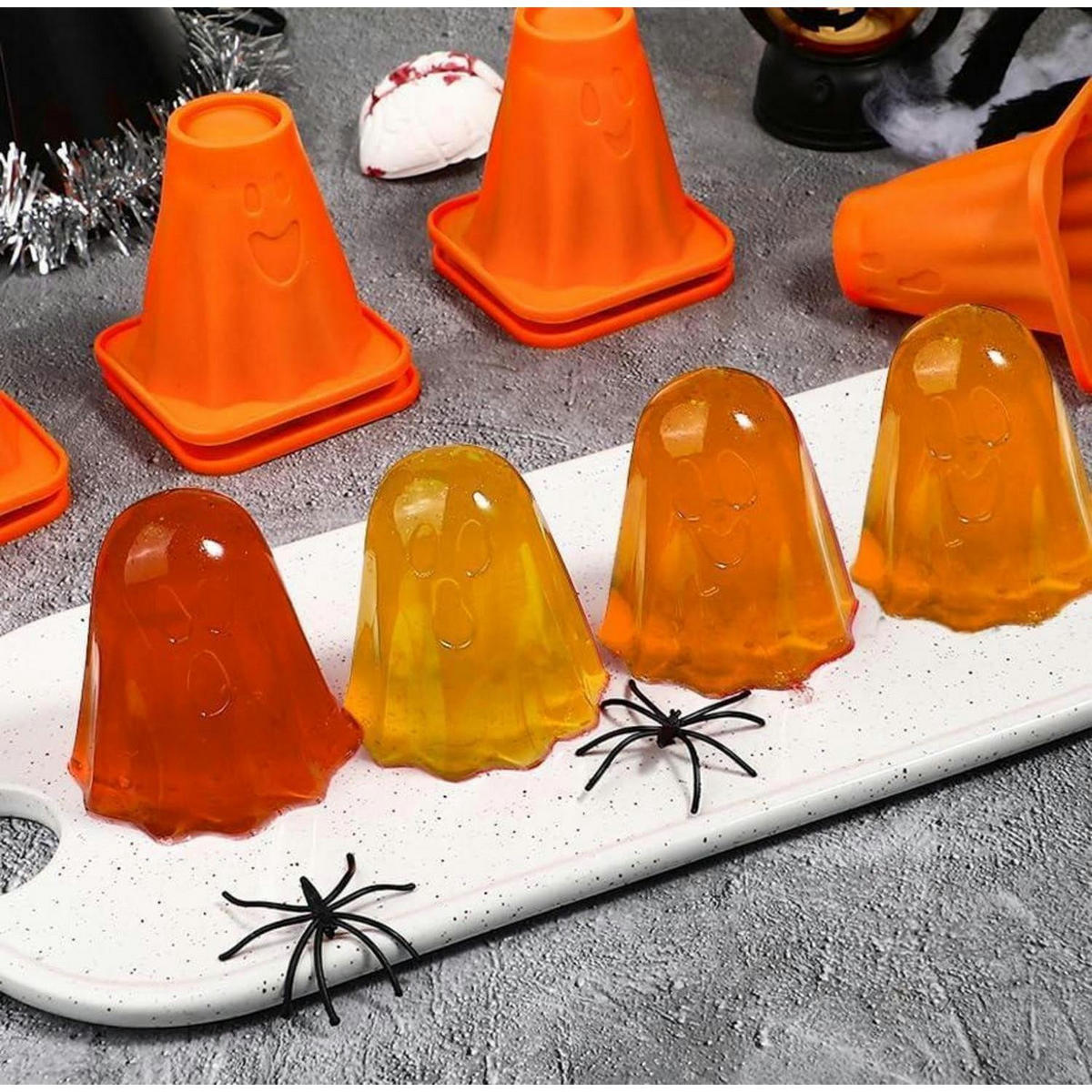 EISWÜRFELFORM 8-teiliges Set Geist Silikon Halloween - Orange, Kunststoff