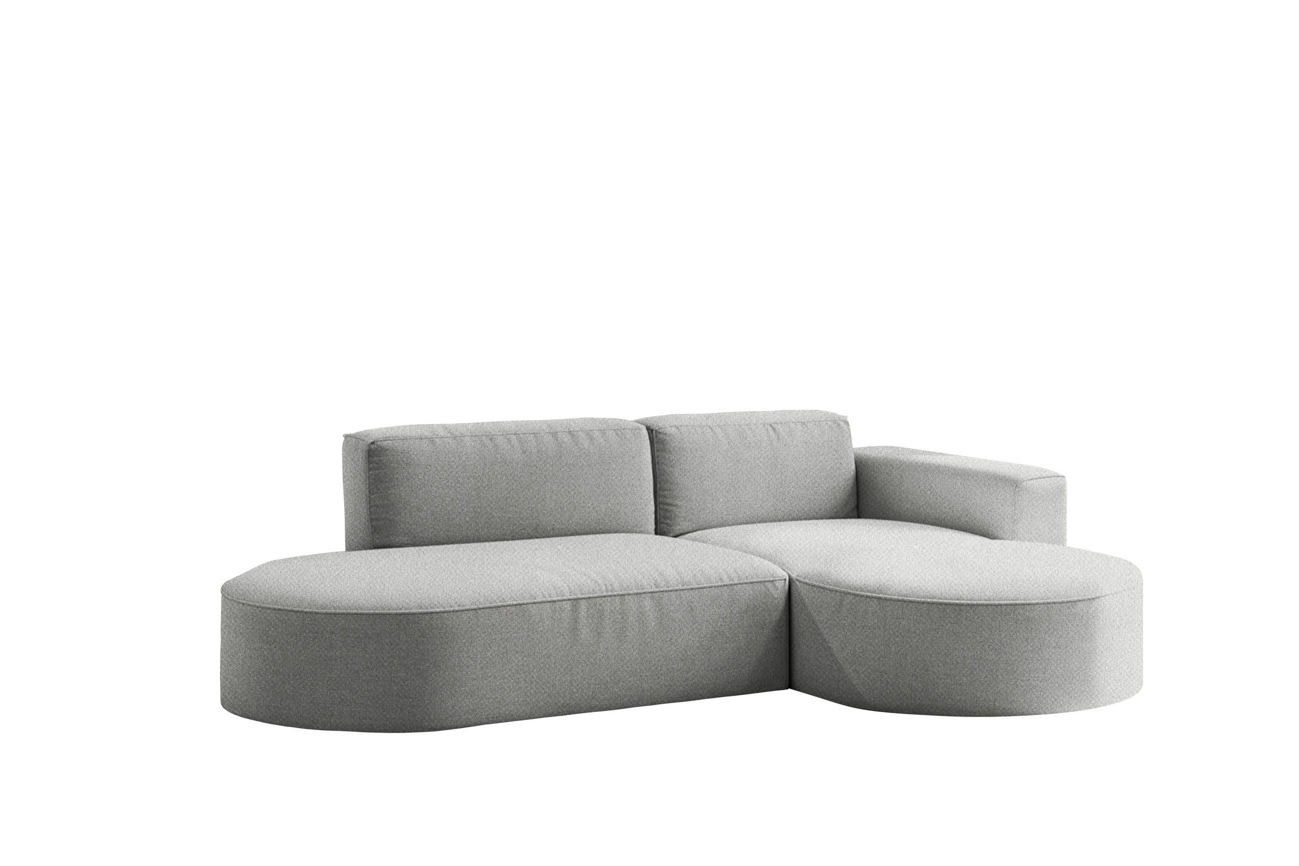 ECKSOFA Modena Studio Falten, Stoff Alpine, Grau Rechts - Grau, Holz (236/165cm) - Kaiser Möbel