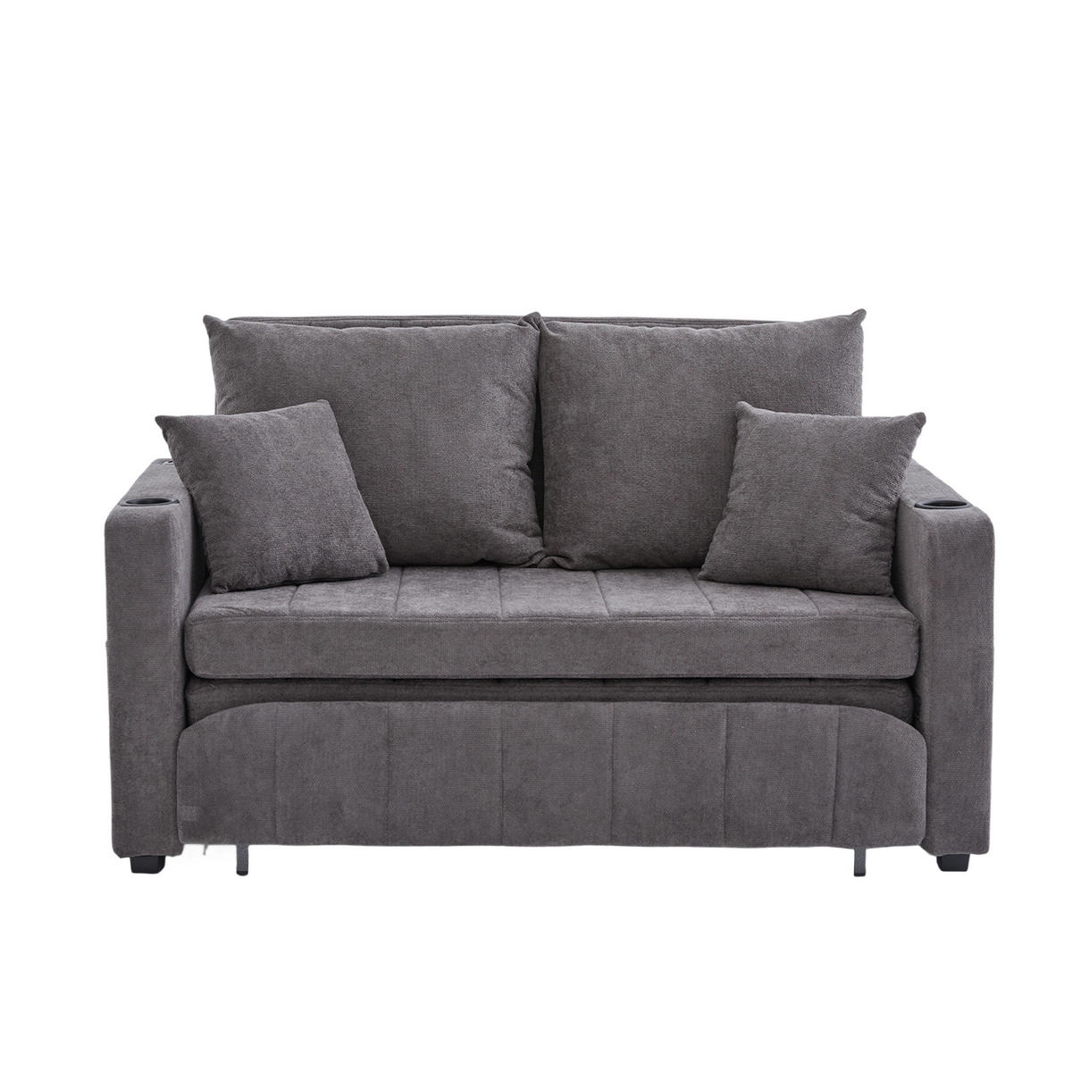 SOFA ausziehbar 139 x 83 x 58 cm Chenille Gray - Grau, Holzwerkstoff (139/83/73cm) - Meubliv
