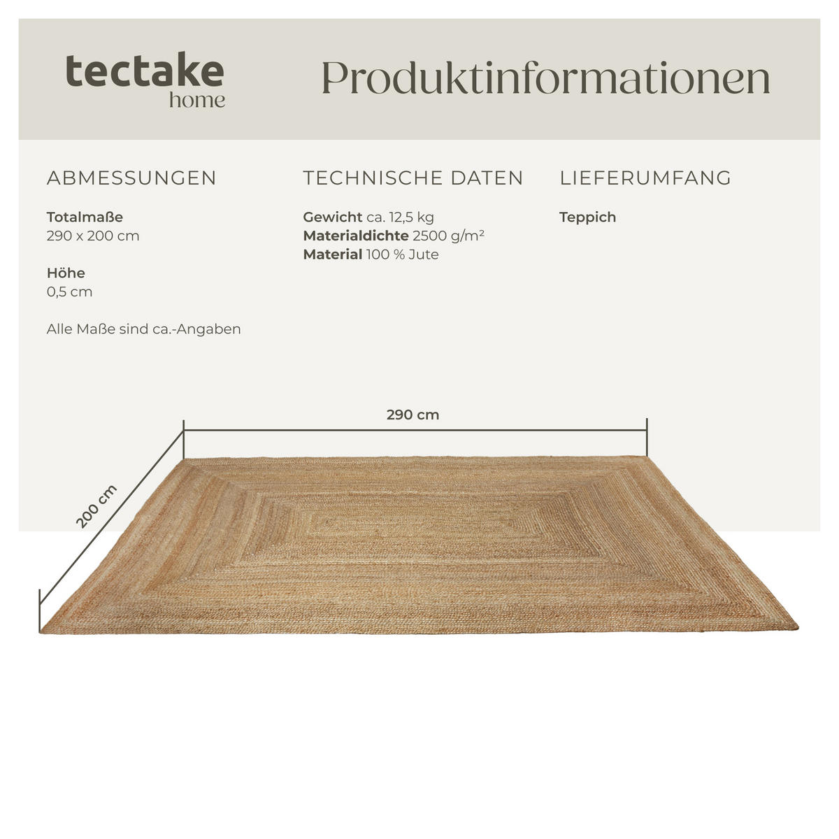 TEPPICH Handgewebt Glim,strapazierfähig und pflegeleicht,braun - Braun, Textil (200/290cm) - tectake