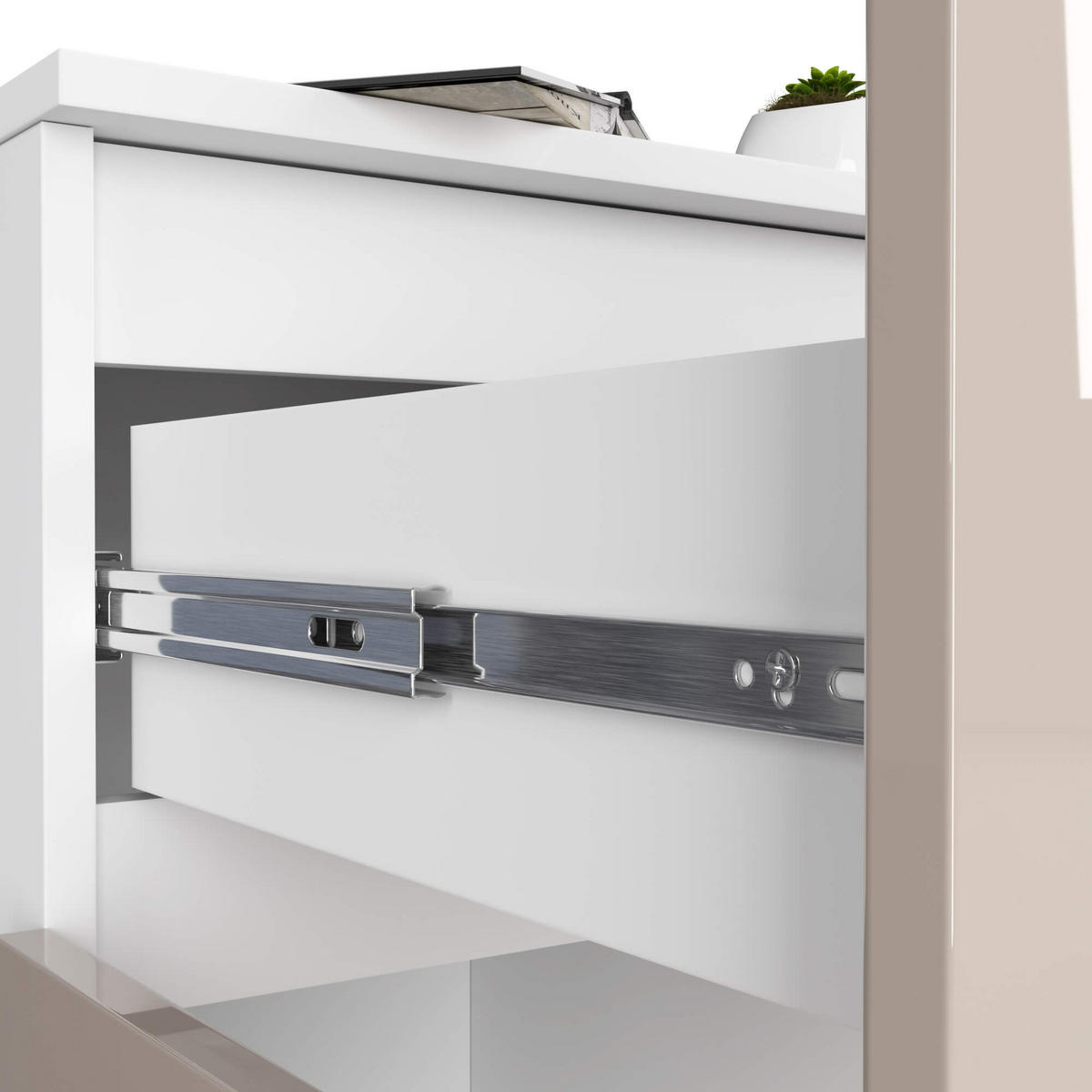 KOMODA bílá, lesklá cappuccino 99/80/40 - bílá, kompozitní dřevo (80/99/40cm) - RAUMHIRSCH FURNITURE