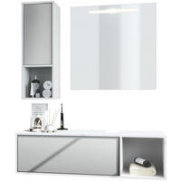 BADMÖBELSET La Costa Fronten in Hellgrau seidenmatt - Greige, Holzwerkstoff (126.5/190/46cm) - Vladon