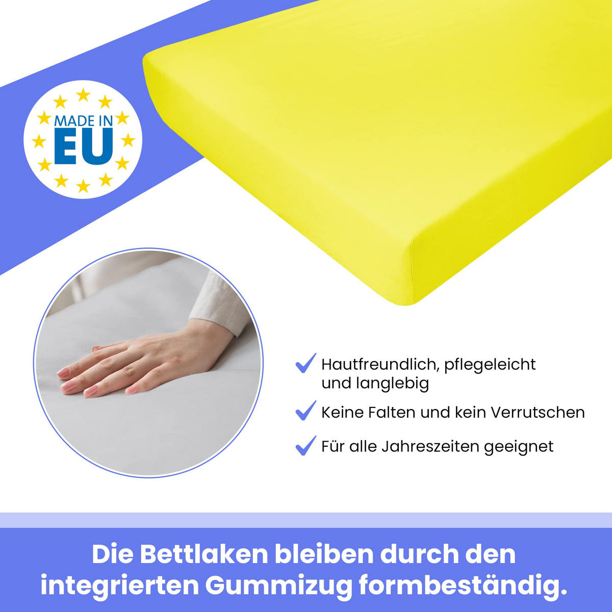 SPANNBETTLAKEN 160/200 cm, Jersey Elastisch 100 % Baumwolle Zitronengelb - Hellgelb, Textil (160/200cm) - Best For Home