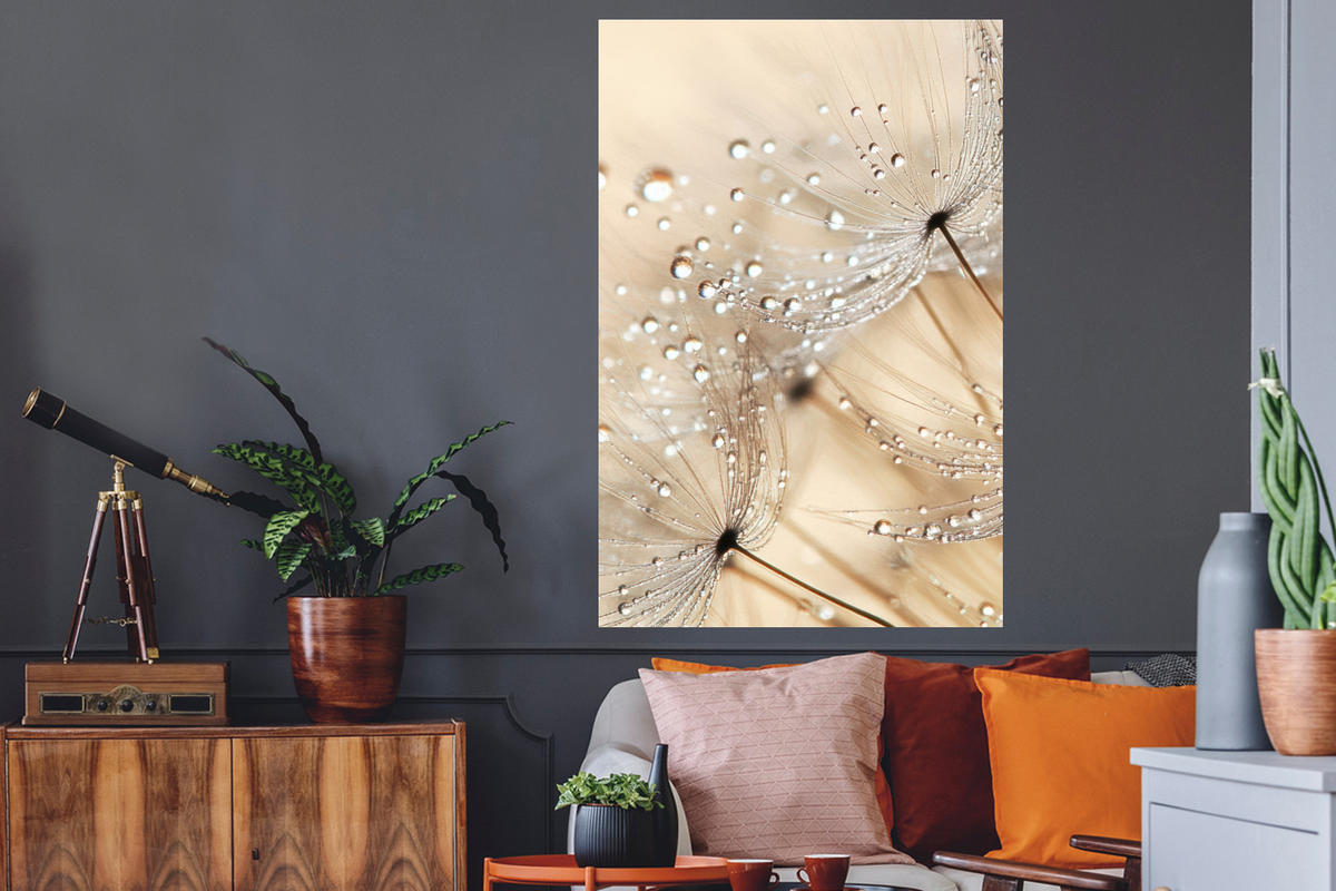 WANDTATTOO Löwenzahn - Abstrakt - Natur - Beige 80x120 cm - Braun, Kunststoff (80/120/0.1cm) - MuchoWow