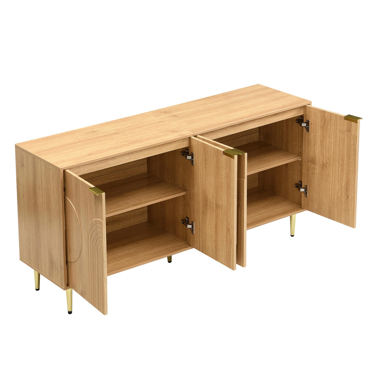 SIDEBOARD DE-37616 140/40/72 cm mit 4 Türen Natur - Naturfarben, Holzwerkstoff (140/72/40cm) - ComfortXL