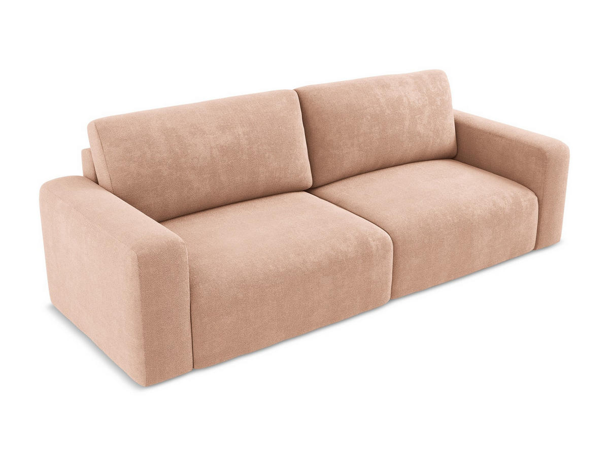 3-SITZER SOFA mit Schlaffunktion Chenille Stoff Pink - Pink/Koralle, Kunststoff/Textil (244/79/102cm) - Makamii