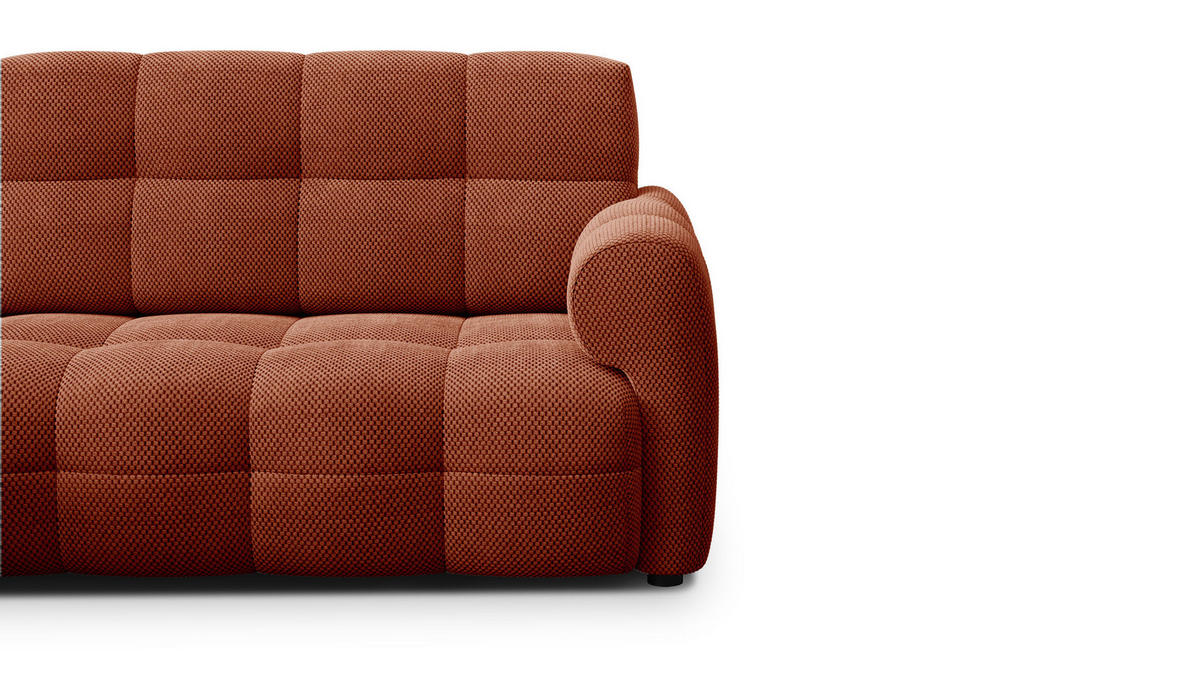 ECKSOFA MELLOW 3-Sitzer, dunkelorange - Dunkelorange/Schwarz, Holz/Textil (232/156cm) - Courtois Laville