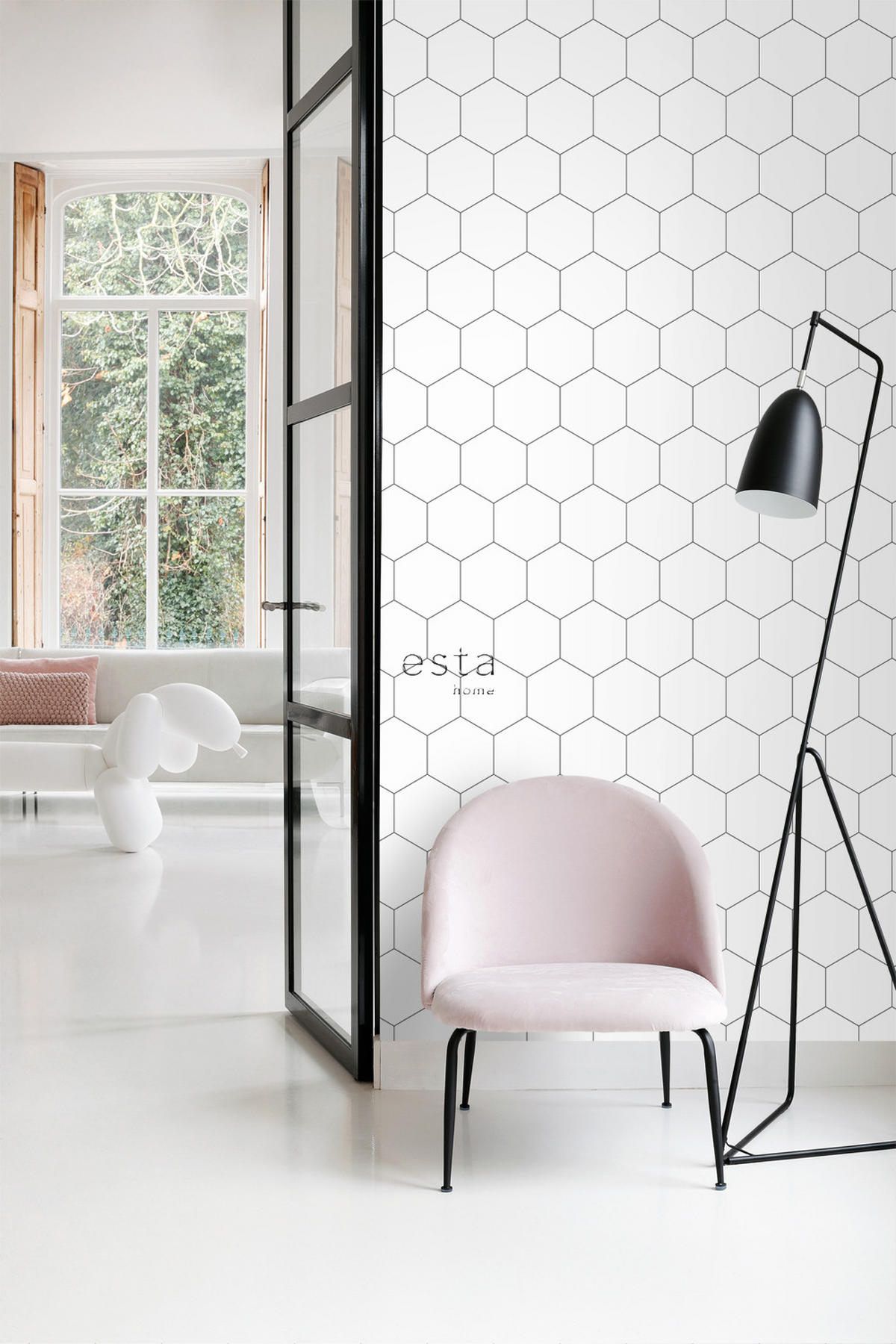 TAPETE Wabenmuster 53 cm x 10.05 m - Schwarz, Papier (53/1000cm) - ESTAhome