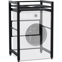 WASCHMASCHINENREGAL Klaus Ausziehboden 73x64x115cm Metall Schwarz Waschmaschinenuntergestell - Schwarz, Metall (73/115/64cm) - DELUKE