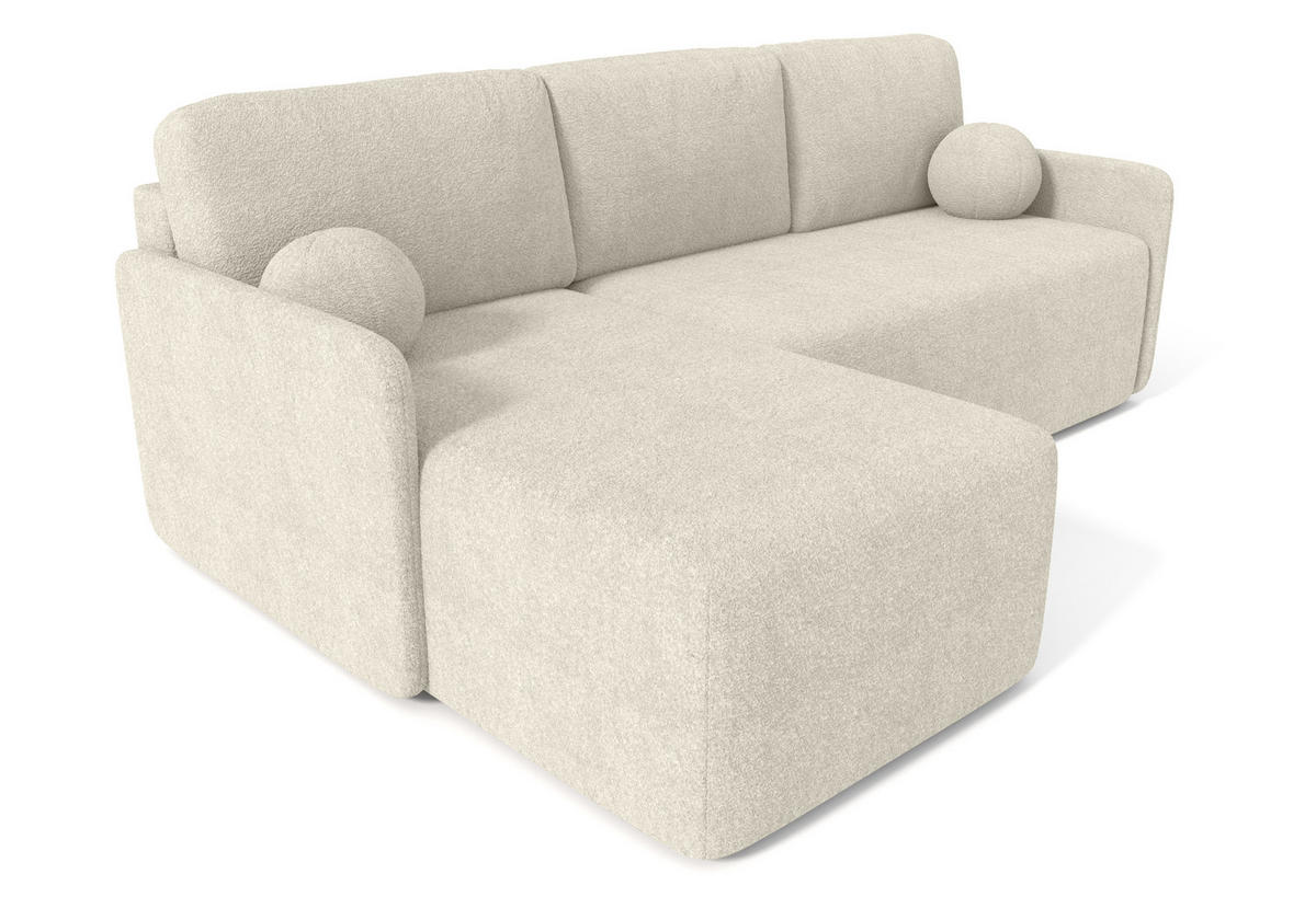 ECKSOFA MONDI Ecru - Ecru/Schwarz, Kunststoff/Textil (212/142cm) - Luxkor24