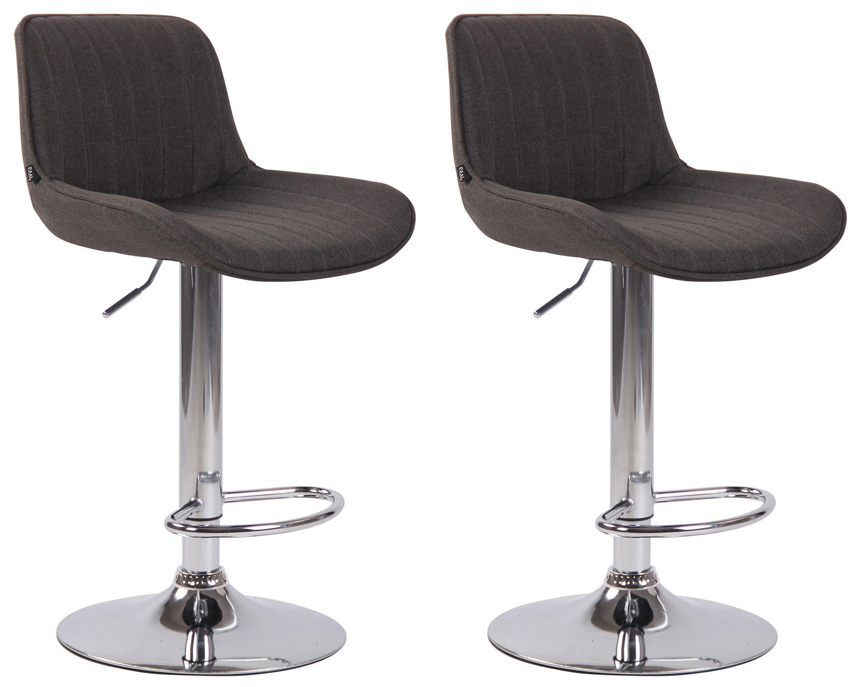 BARHOCKER 2er Set Stoff dunkelgrau - Chromfarben/Dunkelgrau, Textil/Metall (50/86/50cm) - CLP