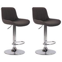 BARHOCKER 2er Set Stoff dunkelgrau - Chromfarben/Dunkelgrau, Textil/Metall (50/86/50cm) - CLP