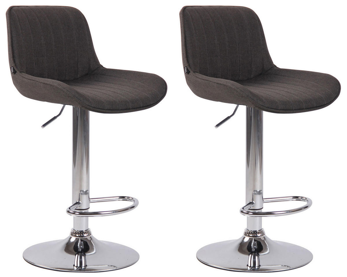 BARHOCKER 2er Set Stoff dunkelgrau - Chromfarben/Dunkelgrau, Textil/Metall (50/86/50cm) - CLP