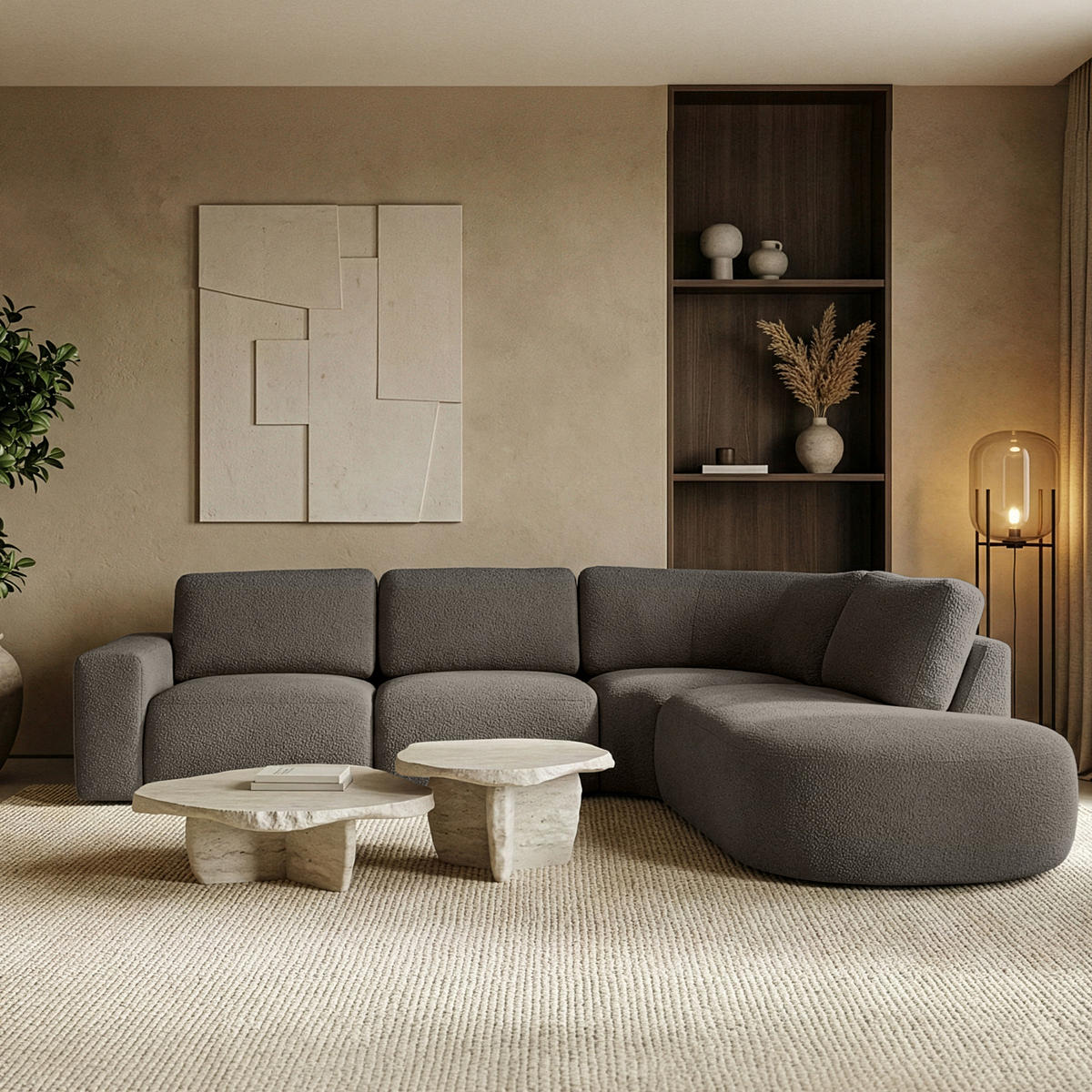 ECKSOFA RECHTS ZUCCO, Dunkelbraun - Dunkelbraun, Holz/Holzwerkstoff (304/293cm) - KONSIMO®