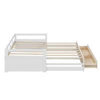 BETT ausziehbar mit Stauraum Kiefernholz weiß 90/200 cm - Weiß, Holz (90/200cm) - OKWISH