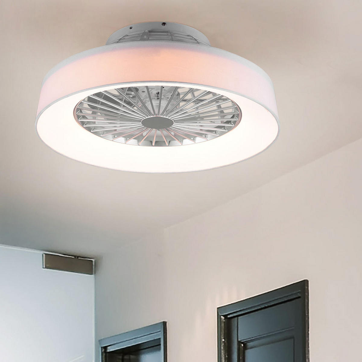 LED DECKENLEUCHTE Farsund Weiß - Weiß, Textil (47/47/20cm)