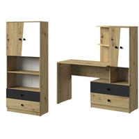 ARBEITSZIMMER-SET Nero 2-teilig Artisan Eiche / Weiß-Schwarz-Matt 230 / 50 / 190cm - Eichefarben/Schwarz, Holz/Holzwerkstoff (230/190/50cm) - Feldmann-Wohnen