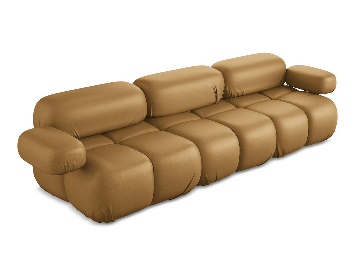 3-SITZER SOFA Kunstleder Braun - Cognac/Schwarz, Leder/Kunststoff (285/70/96cm) - Makamii