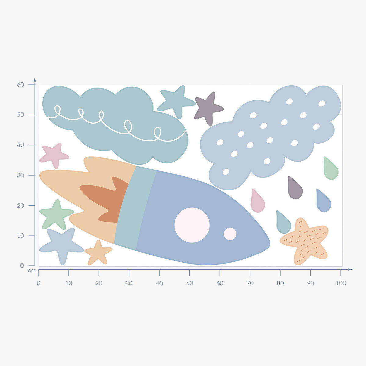 WANDAUFKLEBER 60x100cm - Himmelsraum - Multicolor, Kunststoff (60/100/0.1cm) - Wallfluent