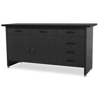 WERKBANK Werkstatt KARL 2x Tür 85x170x60cm All Black - Schwarz, Metall (170/85/60cm) - DELUKE