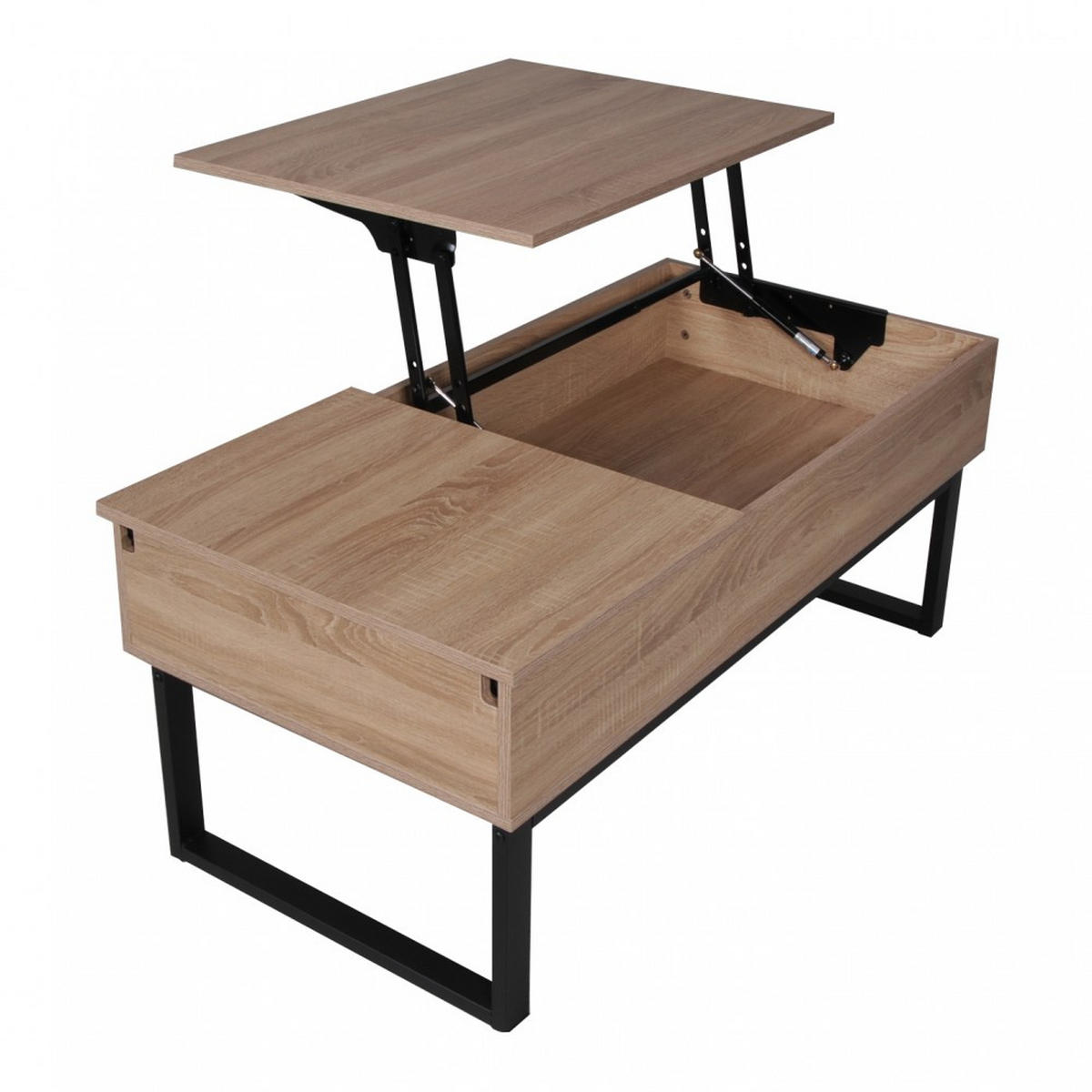 COUCHTISCH FLOWER/ 110x55 cm - Gebleichte Eiche und schwarz - Eichefarben/Schwarz, Holzwerkstoff/Metall (100/64/63cm) - Weber Industries