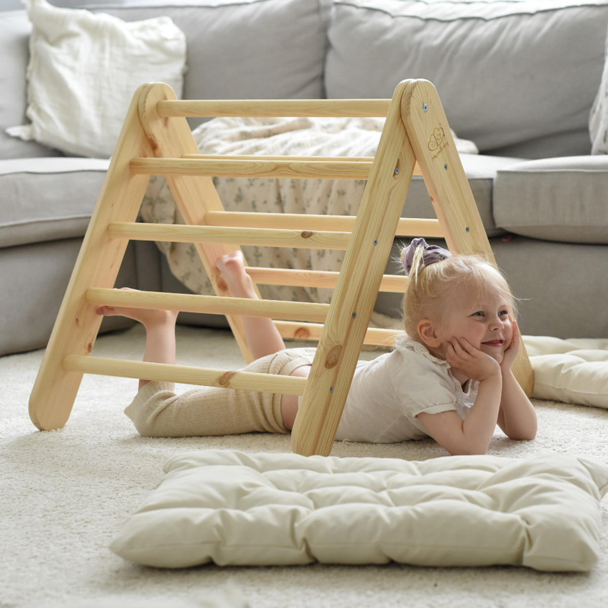 KLETTERDREIECK für Kinder, Montessori, Natur - Beige, Holz (59.5/59/60cm) - MeowBaby