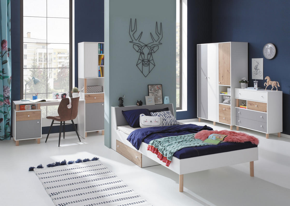 SCHREIBTISCH SANNIO 125x55x76 cm Bürotisch Computertisch, Weiß - Weiß, Holzwerkstoff (55/125/76cm) - MASSENO