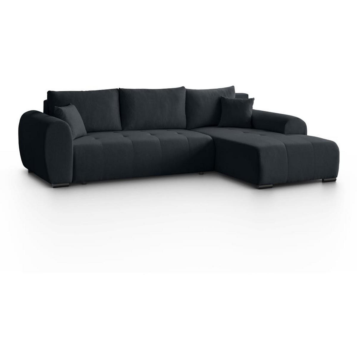 ECKSCHLAFSOFA Diana mt Bettkasten schwarz rechts - Schwarz, Textil (255/175cm) - Beautysofa
