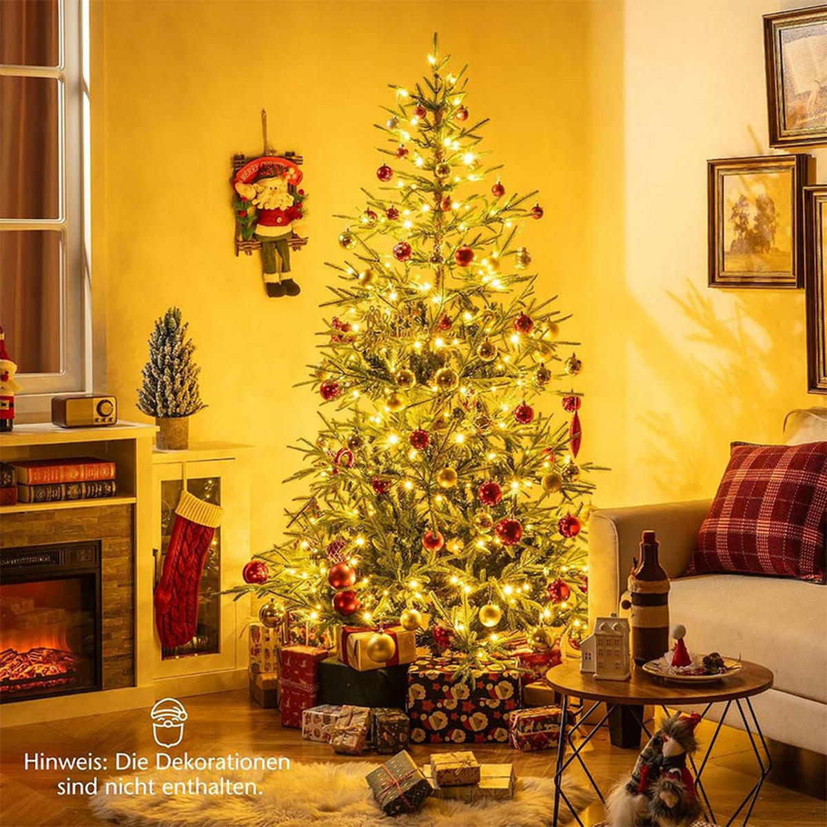 WEIHNACHTSBAUM mit 250 mehrfarbigen LEDs 180cm Grün - Grün, Metall (180cm) - COSTWAY