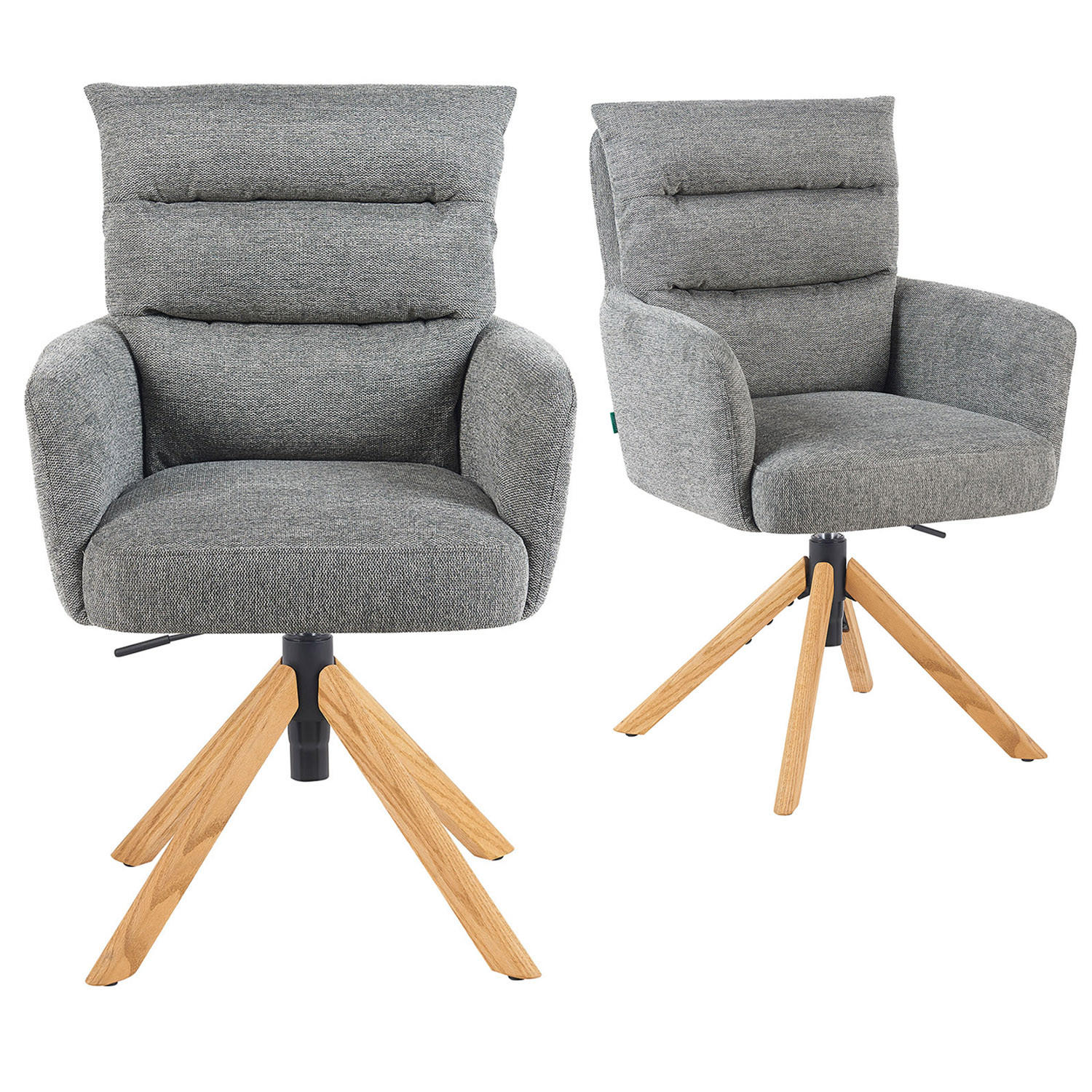 BÜROSTUHL Mika-Tesa - Honigeiche/Grau, Eichenholz/Holz (59/95/66cm) - DUBI Möbel