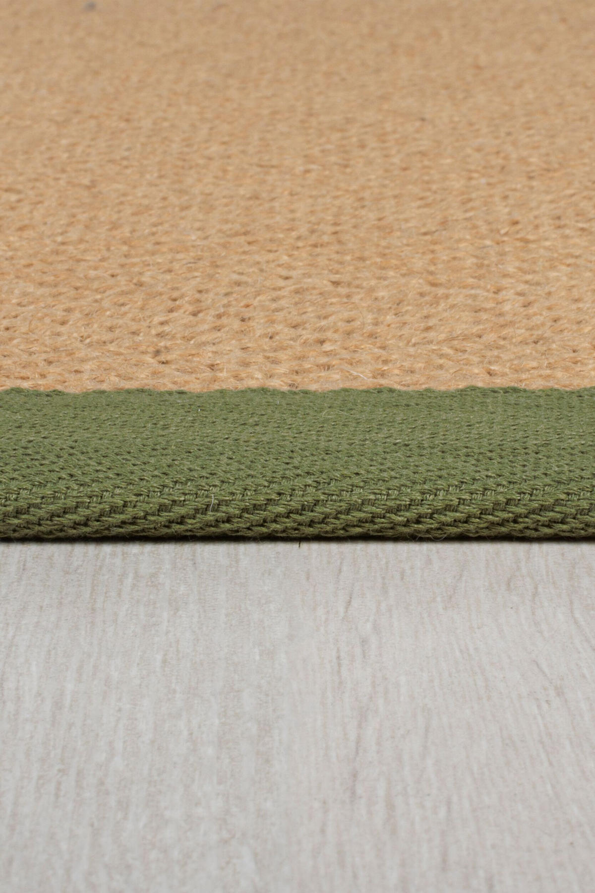TEPPICH Jute mit Bordüre, Geometrisch-Design TRENT KIRA, Braun-Grün 60x230 cm - Naturfarben/Grün, Textil (60/230cm) - KADIMA DESIGN