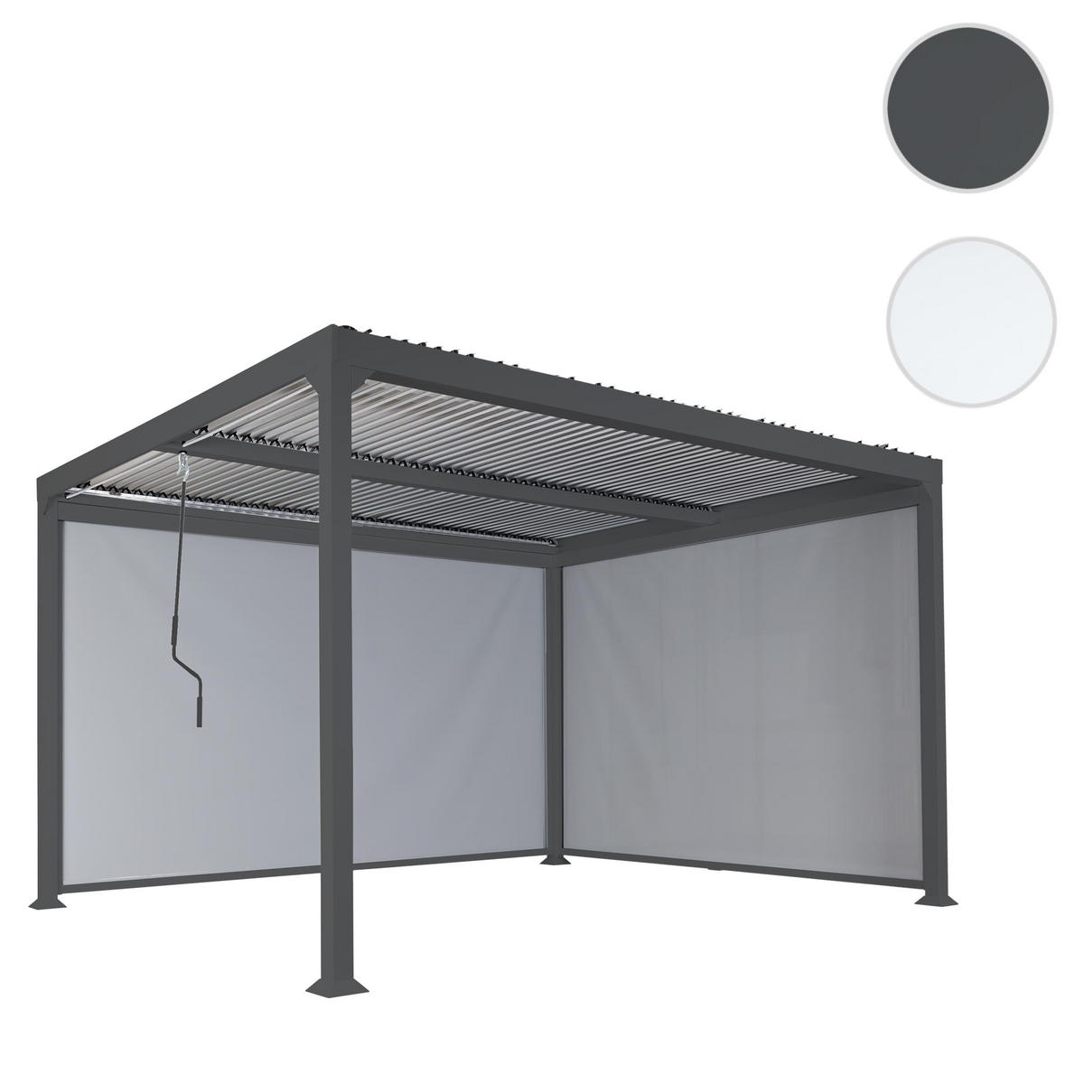 ALU PERGOLA MIT SEITENWAND Anthrazit - Anthrazit, Metall (306/224/368cm) - MCW