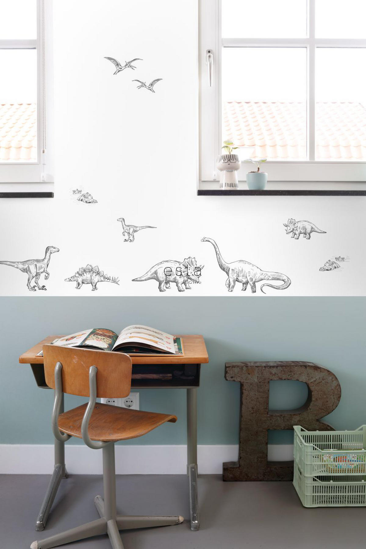 WANDTATTOO Dinosaurier 47.5 x 66 cm - Schwarz, Papier (47.5/66/66cm) - ESTAhome