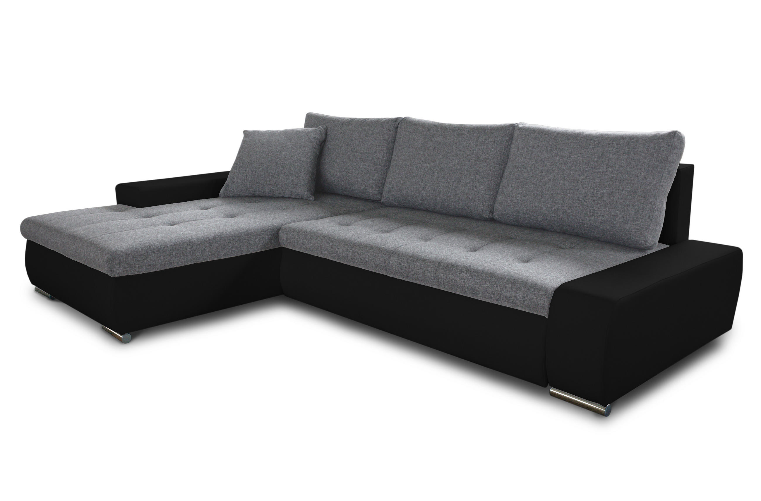 ECKSOFA Faris, Seite: Links - Schwarz/Grau, Holz/Textil (266/184cm) - Sofnet