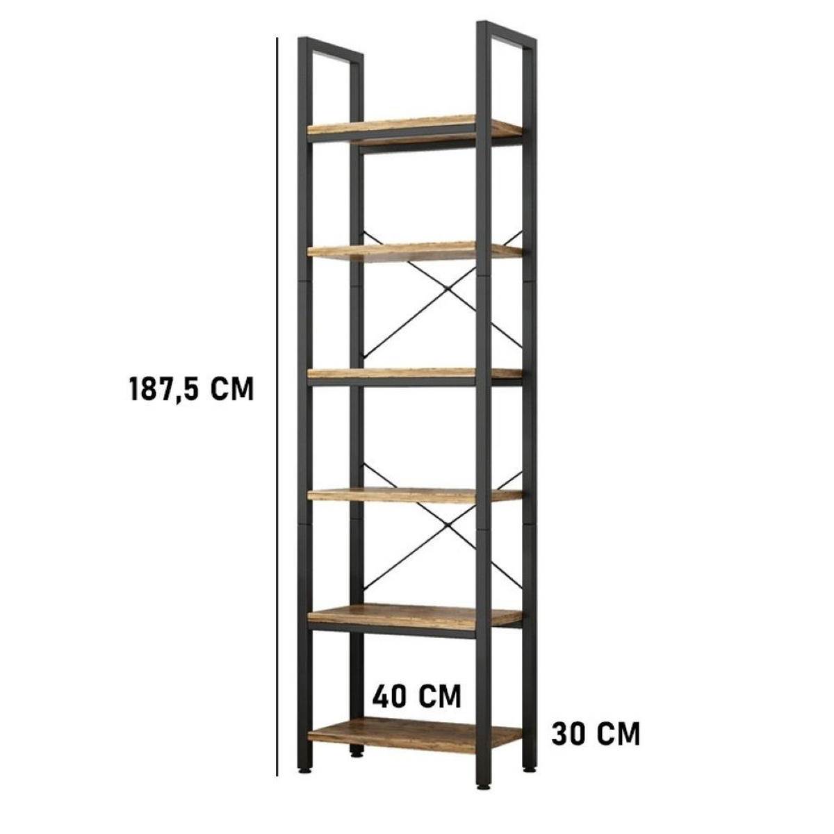 BÜCHERREGAL, braun 40/30/187.5 - Braun, Holzwerkstoff (40/187.5/30cm) - Rebiko