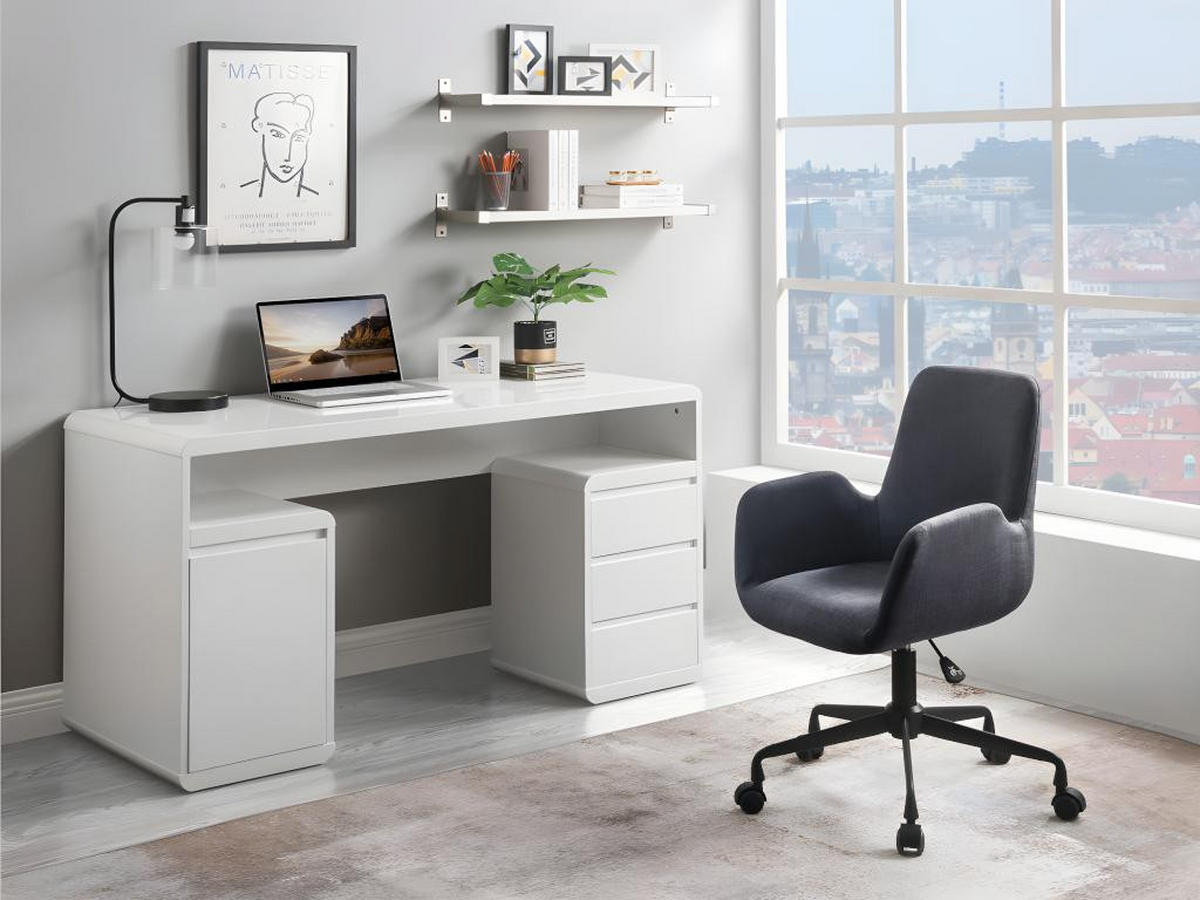 SCHREIBTISCH mit Stauraum - MDF - Weiß lackiert - SERGUEI - Weiß, Holz (140/60/76cm) - Vente-Unique