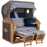 STRANDKORB XL Schillig Bullauge - Blau/Braun, Metall (142/170/95cm) - Mr. Deko