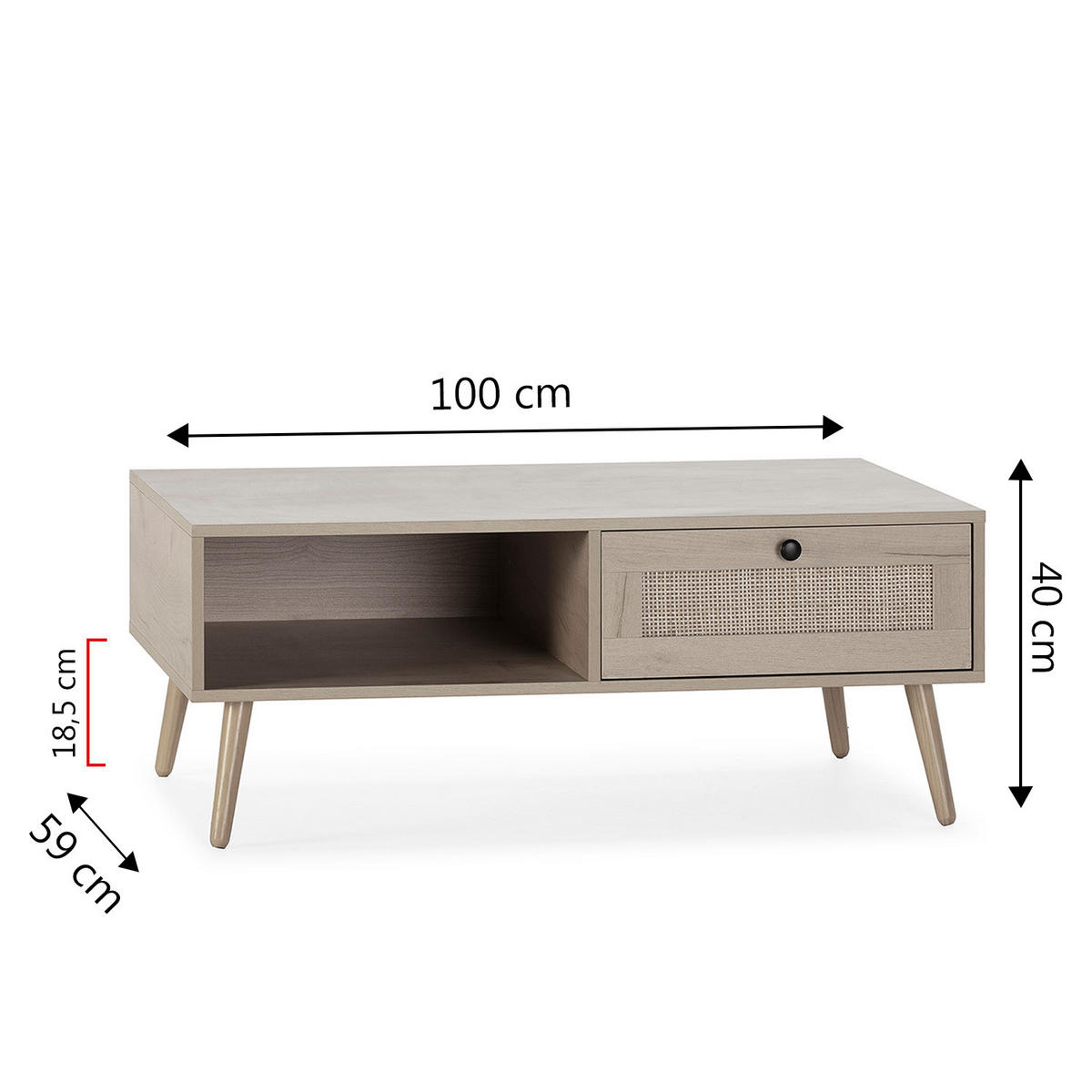 COUCHTISCH Bella 1 Schublade - Honigeiche, Holzwerkstoff (40/100/59cm) - VS Venta-stock