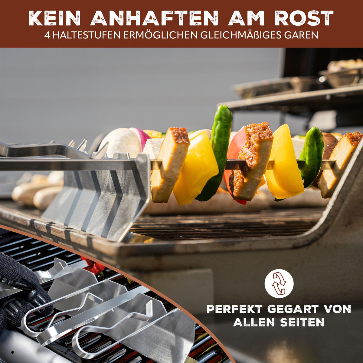 GRILLSPIESSE 4er-Set, silber, Metall - Edelstahlfarben, Metall (43cm) - bremermann