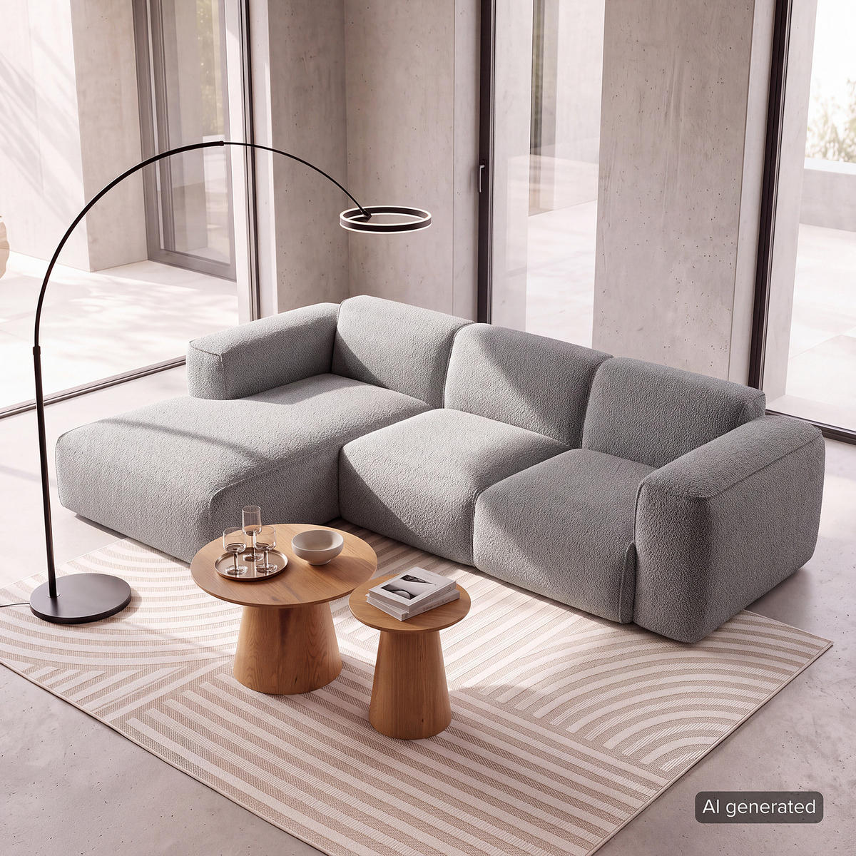 3-SITZER ECKSOFA mit Longchair - Schwarz/Grau, Kunststoff/Textil (251/173cm) - home24