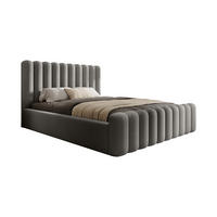 POLSTERBETT Bett Mona VII gepolstert modern, hochwertiger Stoff, Bettkasten, elegantes Design halbrund 140x200 cm, grau - Schwarz/Grau, Holzwerkstoff/Kunststoff (140/200cm) - DomoHome